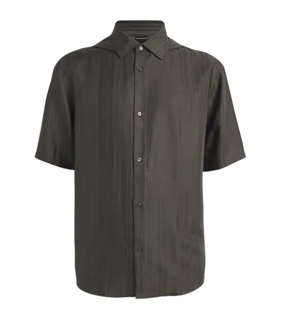 Emporio Armani Hooded Short-sleeve Shirt In Brown