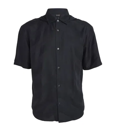 Emporio Armani Hooded Short-sleeve Shirt In Green