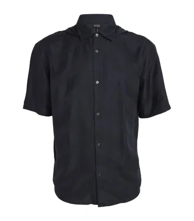 Emporio Armani Hooded Short-sleeve Shirt In Multi