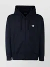 Emporio Armani Hooded Sweater With Front Pockets And Ribbed Cuffs In Blue