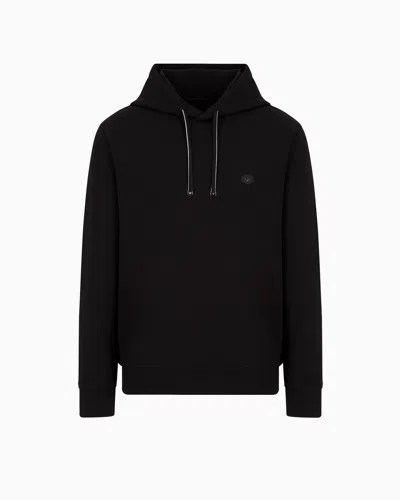 Emporio Armani Hooded Sweatshirt With Micro Logo Patch In Black