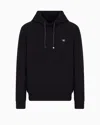 Emporio Armani Drawstring Hooded Sweatshirt With Logo Patch In Navy Blue