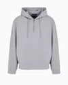 Emporio Armani Hooded Sweatshirt With Partial Zip, In A Wool-blend Jersey In Grey