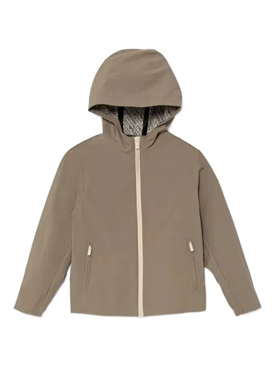 Emporio Armani Kids' Hooded Zip-front Jacket In Gray