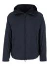 Emporio Armani Blue Down Jacket With Hood And Front Zip Closure In Tech Fabric Man In Green