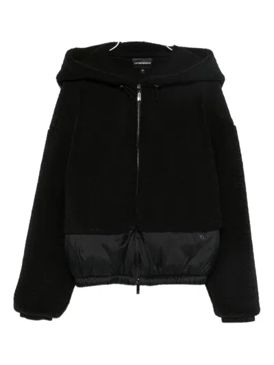 Emporio Armani Drawstring Hood Jacket In Black
