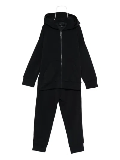Emporio Armani Kids' Hooded Zip-up Tracksuit In Black