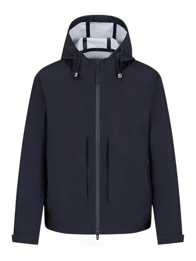 Emporio Armani Hooded Zipped Jacket In Blue
