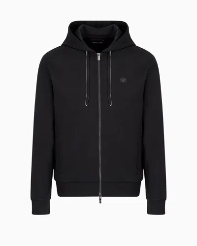 EMPORIO ARMANI HOODED, ZIPPED, PONTE-DI-ROMA SWEATSHIRT