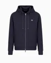 Emporio Armani Cotton-blend Logo Zip-up Hoodie In Navy_blue