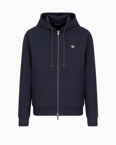 EMPORIO ARMANI HOODED, ZIPPED, PONTE-DI-ROMA SWEATSHIRT
