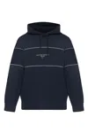 Emporio Armani Double-jersey Hooded Sweatshirt With 3d-effect Logo In Blue