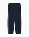 Emporio Armani Hose Aus Doppellagigem Jersey Mit Paspeln In Blue