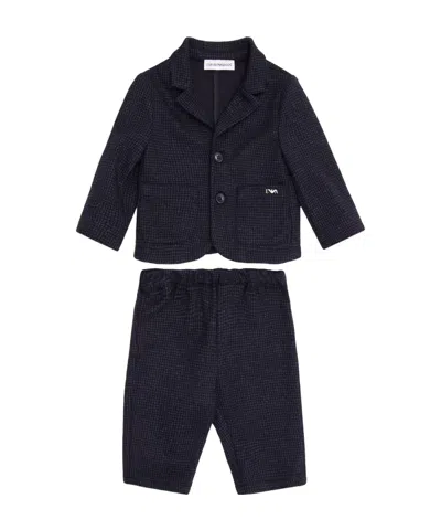 Emporio Armani Houndstooth-pattern Trouser Set In Black