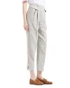 Emporio Armani Houndstooth Pleat Front Pants In White/grey