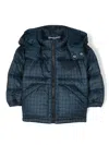 Emporio Armani Houndstooth-print Recycled Polyester Padded Jacket In Blue
