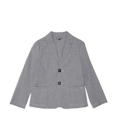 Emporio Armani Houndstooth Single-breasted Blazer In Gray