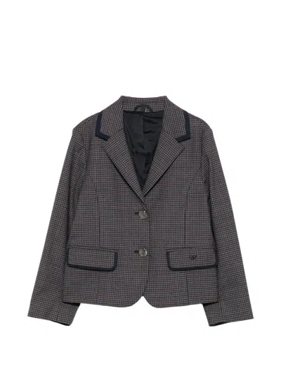 Emporio Armani Kids' Houndstooth-patterned Blazer In Gray