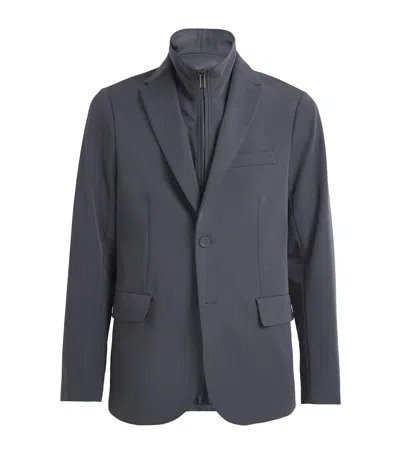 Emporio Armani Hybrid Zip-front Blazer In Blau 1