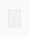Emporio Armani Icon 3d Piqué-effect Crêpe Jersey Bermuda Shorts In White