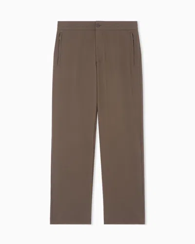 Emporio Armani Crepe Jersey Trousers In Brown