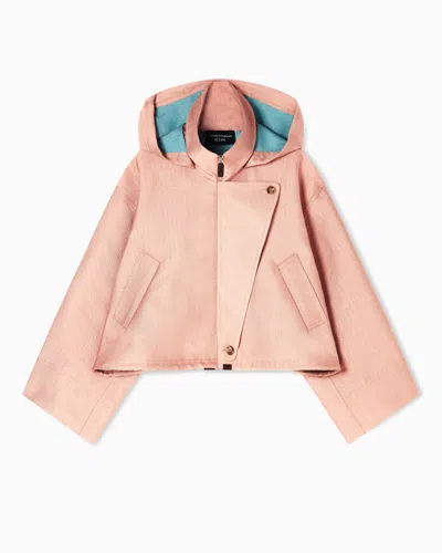 Emporio Armani Icon Asv Basketweave Fabric Hooded Blouson In Pink
