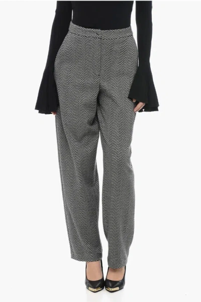Emporio Armani Icon Baloon Fit Pants With Herringbone Motif In Grey