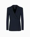Emporio Armani Icon Blazer In Flowing, Armure Fabric In Blue