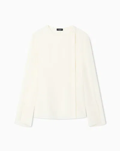 Emporio Armani Icon Blouse In Silk Double Georgette In White