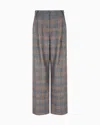 Emporio Armani Icon Check-motif Virgin-wool Blend Trousers With Pleats In Multi
