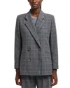 Emporio Armani Icon Checkered Flannel Wool Blend Blazer In Gray