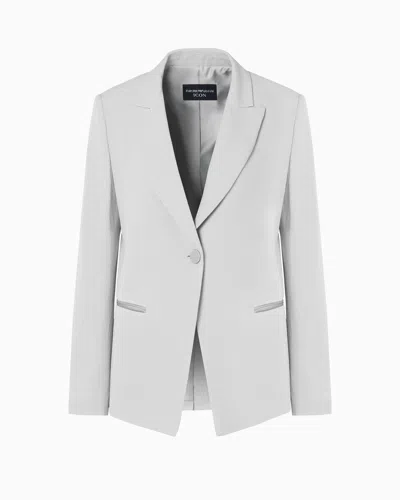 EMPORIO ARMANI ICON CHEVRON ACETATE-BLEND SINGLE-BREASTED BLAZER