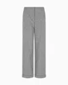 Emporio Armani Icon Chevron Viscose-blend Trousers In Gray