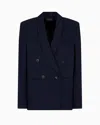 Emporio Armani Icon Piquet Double-breasted Jacket In Navy_blue