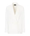 Emporio Armani Icon Compact Piqué Double-breasted Blazer In White