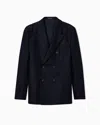 Emporio Armani Icon Double-breasted Jacket In Virgin-wool Flannel In Animal Print