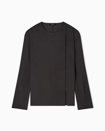 Emporio Armani Icon Double Silk Georgette Blouse In Black