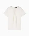 Emporio Armani Icon Double Silk Georgette Pleated Blouse In White