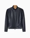 Emporio Armani Icon Glove-quality Nappa-lambskin Blouson In Blue