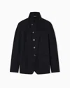 Emporio Armani Icon Guru-collar Jacket With Off-centre Fastening, In Three-dimensional Piqué-effect Crêpe Jersey