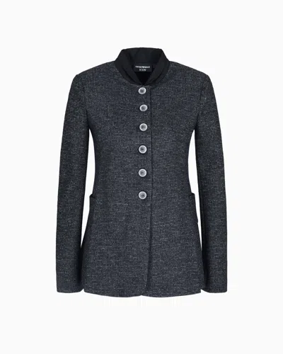 Emporio Armani Icon Houndstooth Cloth Single-breasted Jacket In Gray