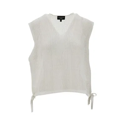 Emporio Armani Icon Linen And Cotton Top In White