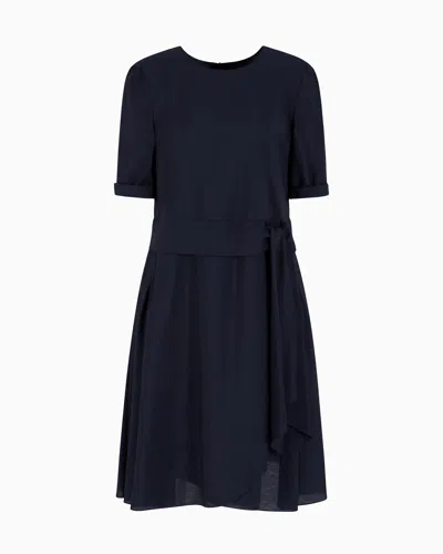 Emporio Armani Icon Muslin Knot Dress In Blue