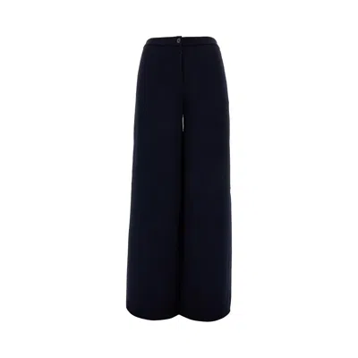 Emporio Armani Icon Piquet Palazzo Pants In Blue