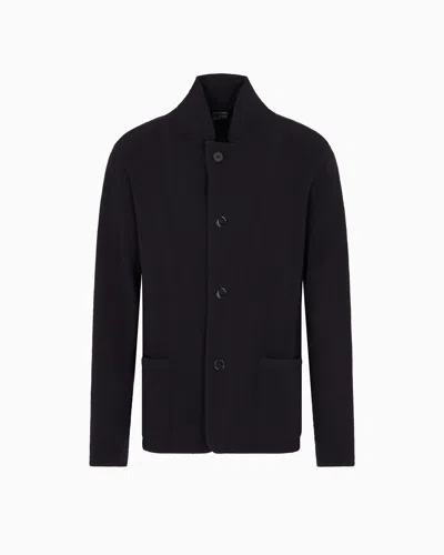 Emporio Armani Travel Essential Milano Stitch Wool Jacket In Blue