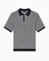 Emporio Armani Icon Polo-collar Jumper In Chevron-motif Jacquard In Gray
