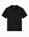 Emporio Armani Icon Polo-collar Jumper In Chevron-motif Jacquard In Black