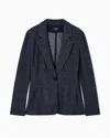 Emporio Armani Icon Prince Of Wales Check Compact Knit Jersey Single-breasted Blazer In Animal Print
