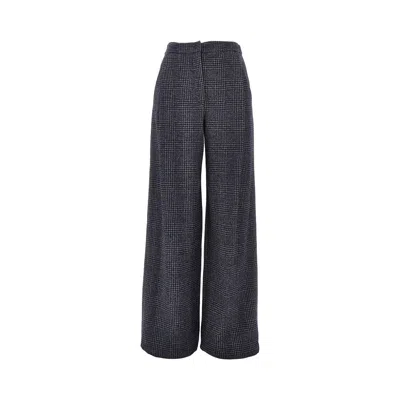 Emporio Armani Icon Prince Of Wales Jersey Pants In Black
