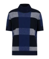 Emporio Armani Icon Short-sleeved Virgin Wool Mock-neck Jumper With A Plated Check Motif In Black